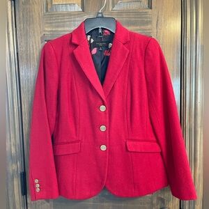 Talbots Vibrant Red Coat with Floral Interior
